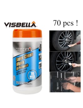VISBELLA Super Clean Wipes ALL Purpose for car interior and wheel plastic 70 pcs